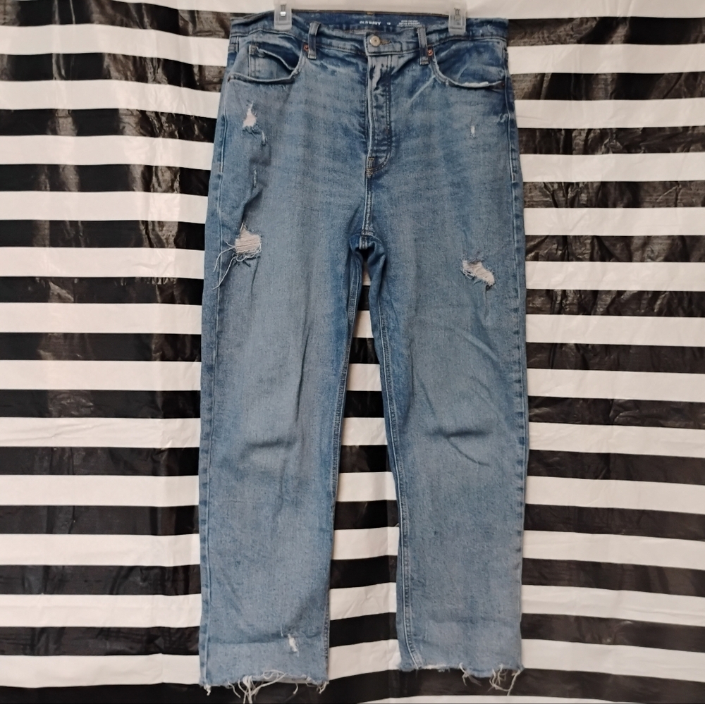 Old Navy Light Blue Straight Leg Distressed Jeans